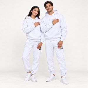 White Unisex Hoodie & Jogger Set – Matching Couple Style